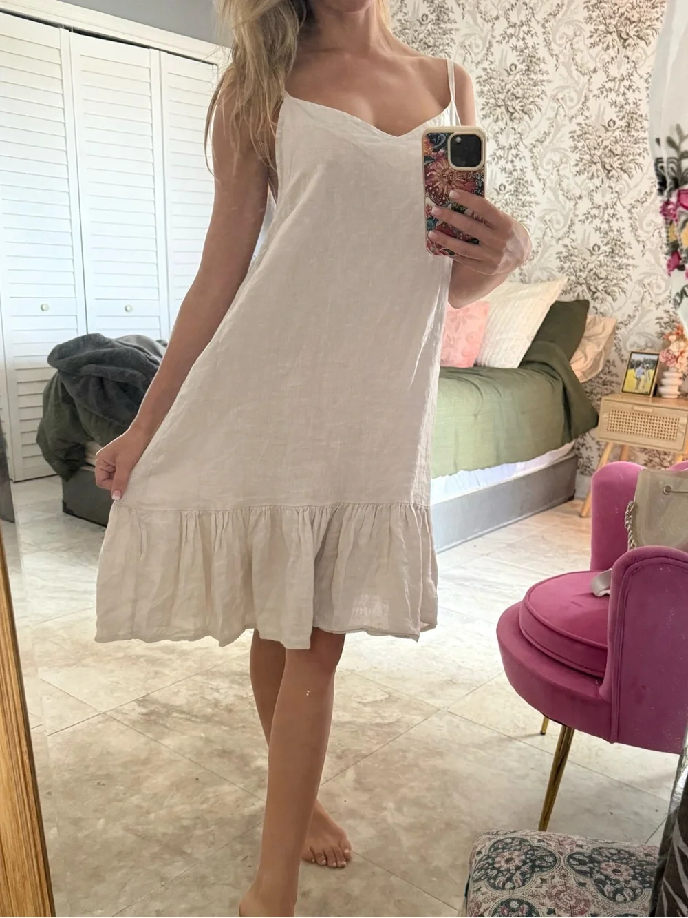 Bella Umbra 100% Pure Linen Italian Beige Sundress